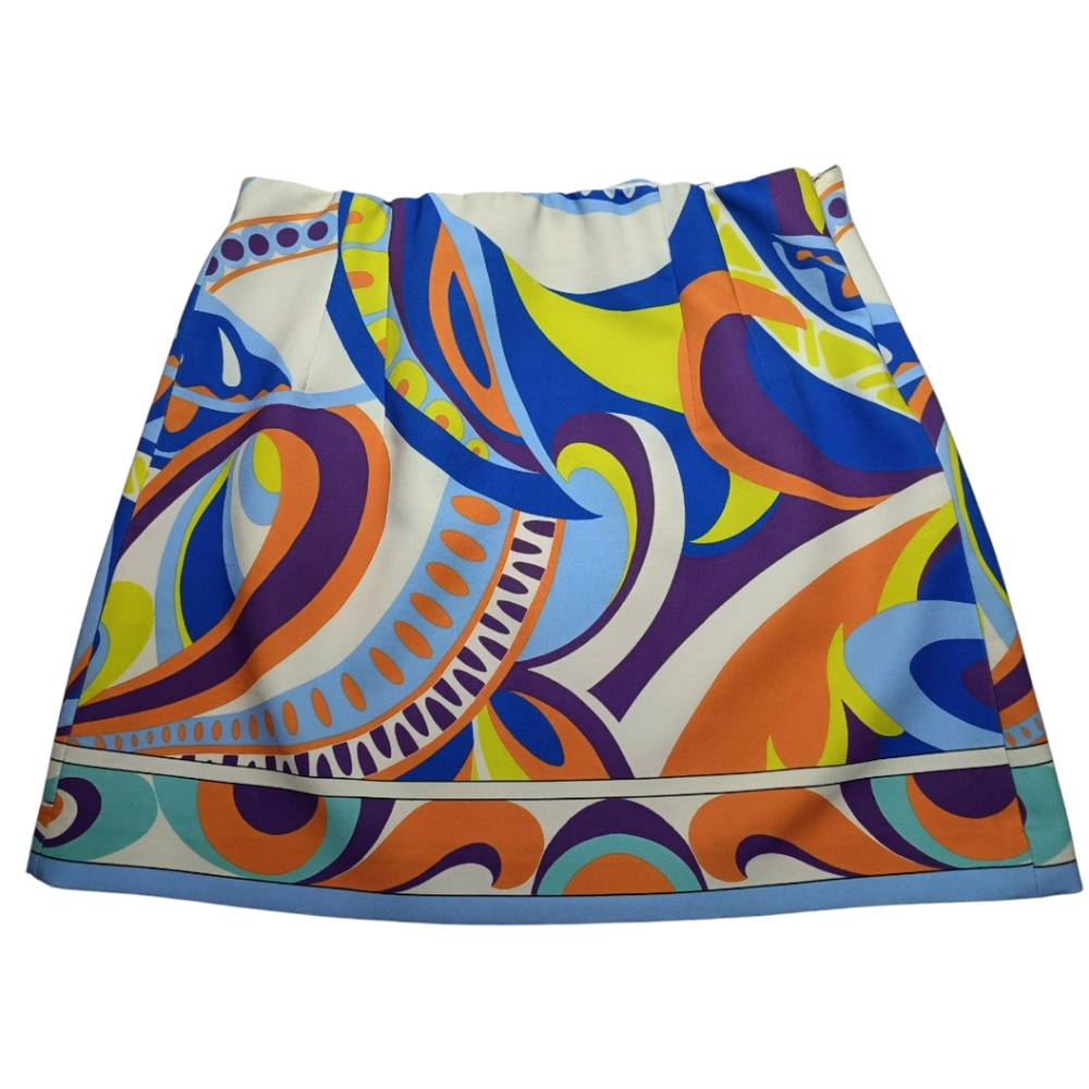 L🌺Zara Funky Blue&Orange Asymmetrical A-line Skirt
